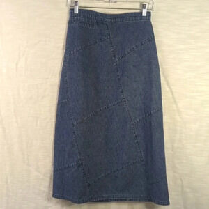 Vintage Denim Patchwork A-Line Skirt Cabela's Y2K 90s Midi Western Boho